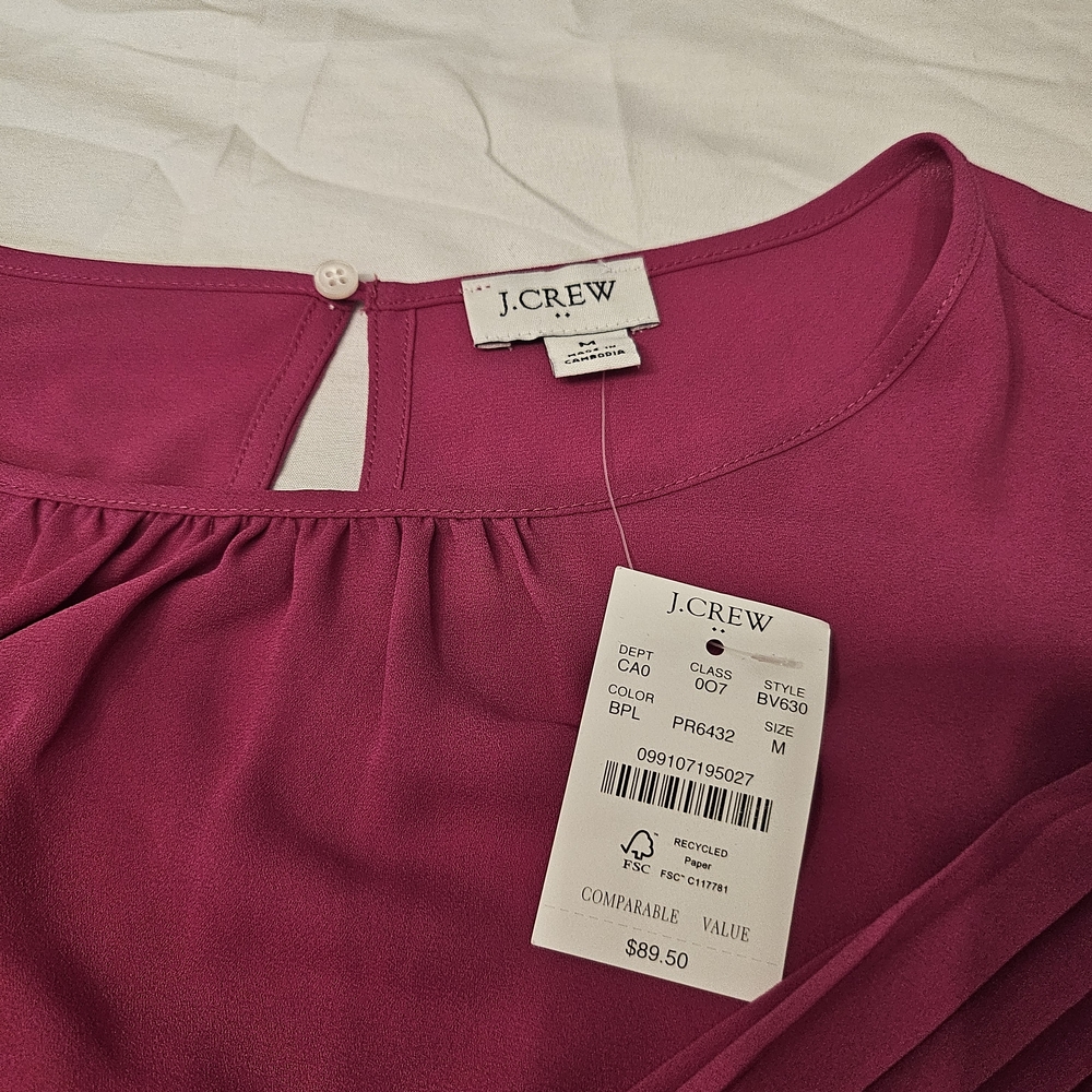 J.Crew Pink / Purple Long Sleeve Top - MEDIUM - Picture 3 of 9